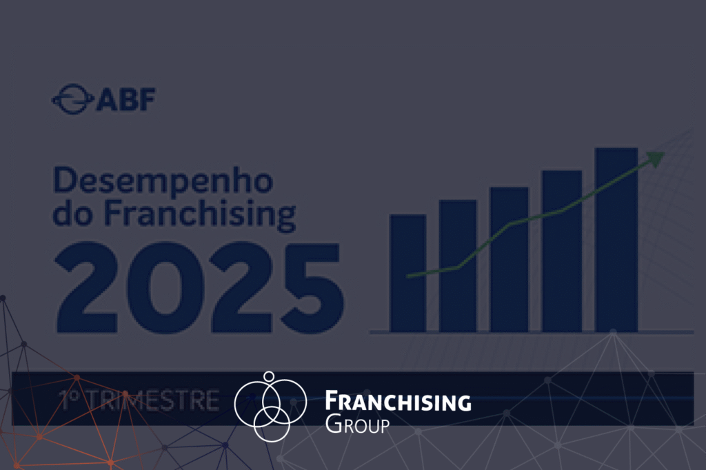 Capa de blog: Logo ABF (Associação Brasileira de Franchising) com o texto "Desempenho do Franchising 2025 - 1º trimestre".