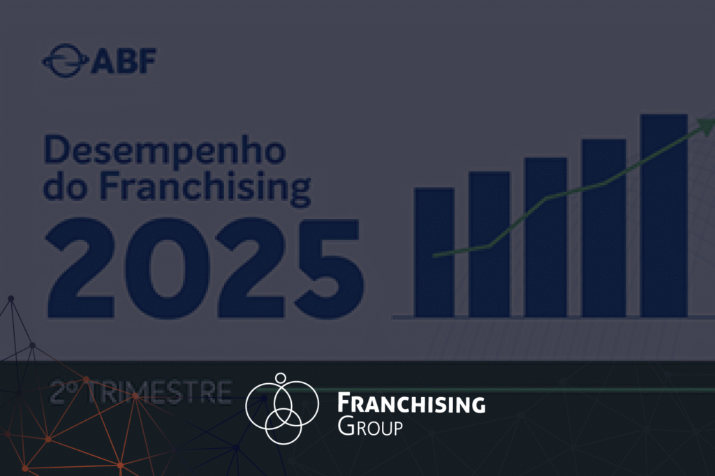 Capa do blog: Logo da ABF (Associação Brasileira de Franchising) e o texto "Desempenho do Franchising 2025 - 2º trimestre".